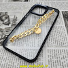 قاب گوشی iPhone 14 Pro Max آیفون اورجینال متال کیس Metal طرح پشت طلق شفاف دور سیلیکونی دستبندی کارتیر مشکی طلایی کد 97