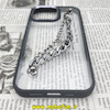 قاب گوشی iPhone 14 Pro Max آیفون اورجینال متال کیس Metal طرح پشت طلق شفاف دور سیلیکونی دستبندی کارتیر مشکی کد 98