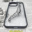 قاب گوشی iPhone 14 Pro Max آیفون اورجینال متال کیس Metal طرح پشت طلق شفاف دور سیلیکونی دستبندی کارتیر مشکی کد 98