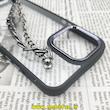 قاب گوشی iPhone 14 Pro Max آیفون اورجینال متال کیس Metal طرح پشت طلق شفاف دور سیلیکونی دستبندی کارتیر مشکی کد 98