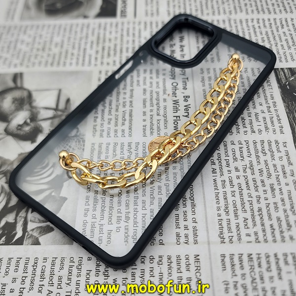 قاب گوشی Galaxy A12 سامسونگ اورجینال متال کیس Metal طرح پشت طلق شفاف دور سیلیکونی دستبندی کارتیر مشکی طلایی کد 925