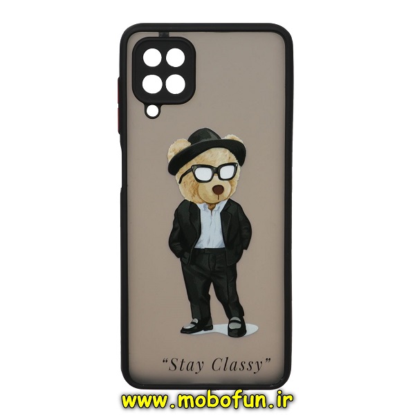 قاب گوشی Galaxy A12 سامسونگ طرح پشت مات محافظ لنز دار طرح دار خرسی تدی TEDi مشکی کد 932