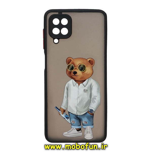 قاب گوشی Galaxy A12 سامسونگ طرح پشت مات محافظ لنز دار طرح دار خرسی تدی TEDi مشکی کد 933