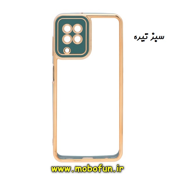 قاب گوشی Galaxy A12 سامسونگ طرح الکتروپلیتینگ شیشه ای طلقی شفاف اورجینال یونیک کیس Unique Case محافظ لنز دار سبز تیره کد 947