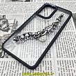 قاب گوشی Galaxy A33 5G سامسونگ اورجینال متال کیس Metal طرح پشت طلق شفاف دور سیلیکونی دستبندی کارتیر مشکی کد 271