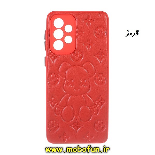 قاب گوشی Galaxy A33 5G سامسونگ طرح تدی چرمی دور سیلیکونی محافظ لنز دار قرمز کد 289