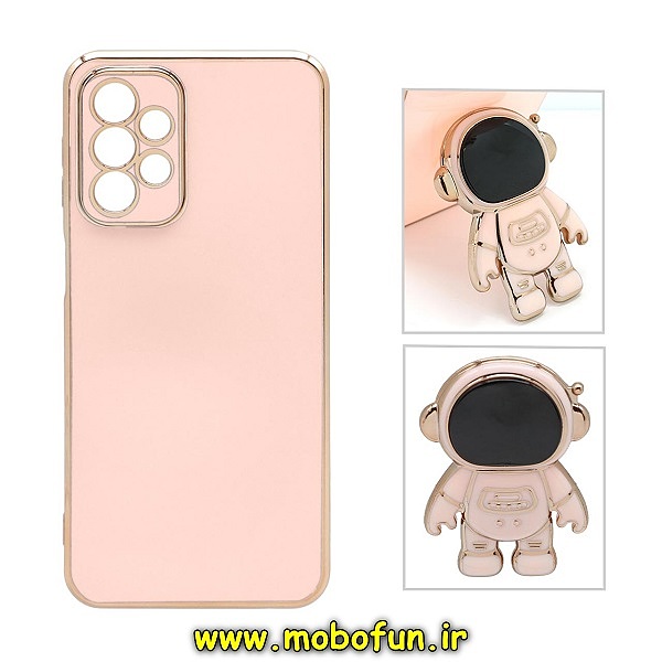 قاب گوشی Galaxy A53 5G سامسونگ طرح ژله ای فضانورد مای کیس گلد لاین دور طلایی محافظ لنز دار گلبهی کد 365