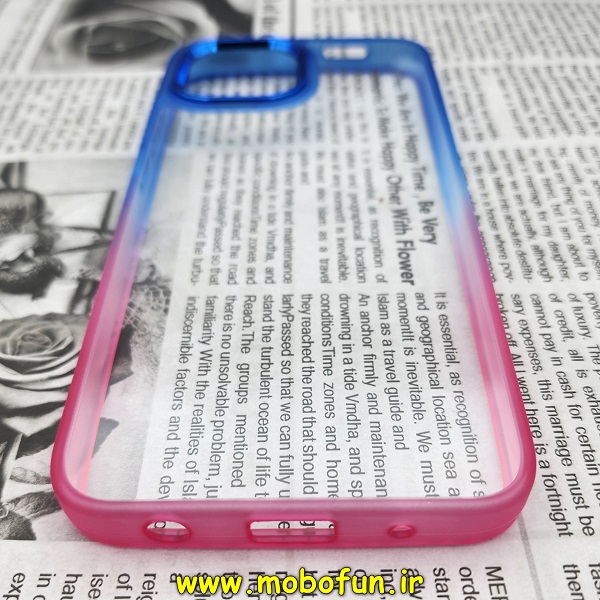قاب گوشی Redmi A1 شیائومی اورجینال متال کیس Metal طرح پشت طلق شفاف دور سیلیکونی دو رنگ آبی قرمز کد 5