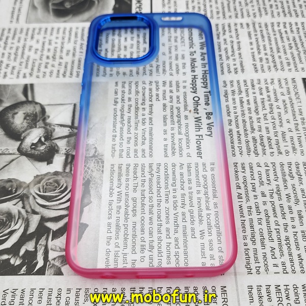 قاب گوشی Redmi A1 شیائومی اورجینال متال کیس Metal طرح پشت طلق شفاف دور سیلیکونی دو رنگ آبی قرمز کد 5
