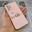 قاب گوشی Galaxy A52 4G - Galaxy A52 5G - Galaxy A52S سامسونگ طرح ژله ای مای کیس گلد لاین دور طلایی عروسکی مرواریدی محافظ لنز دار گلبهی کد 907
