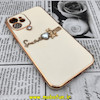 قاب گوشی iPhone 12 آیفون طرح ژله ای مای کیس گلد لاین دور طلایی عروسکی مرواریدی محافظ لنز دار سفید شیری کد 701