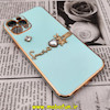قاب گوشی iPhone 12 Pro آیفون طرح ژله ای مای کیس گلد لاین دور طلایی عروسکی مرواریدی محافظ لنز دار سبز آبی کد 706