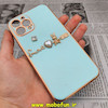 قاب گوشی iPhone 12 Pro Max آیفون طرح ژله ای مای کیس گلد لاین دور طلایی عروسکی مرواریدی محافظ لنز دار سبز آبی کد 491