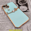قاب گوشی iPhone 13 آیفون طرح ژله ای مای کیس گلد لاین دور طلایی عروسکی مرواریدی محافظ لنز دار سبز آبی کد 363