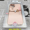 قاب گوشی iPhone 13 آیفون طرح ژله ای مای کیس گلد لاین دور طلایی عروسکی مرواریدی محافظ لنز دار گلبهی کد 364