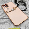 قاب گوشی iPhone 13 آیفون طرح ژله ای مای کیس گلد لاین دور طلایی عروسکی مرواریدی محافظ لنز دار گلبهی کد 364