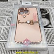 قاب گوشی iPhone 13 Pro آیفون طرح ژله ای مای کیس گلد لاین دور طلایی عروسکی مرواریدی محافظ لنز دار گلبهی کد 292
