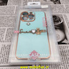 قاب گوشی iPhone 13 Pro آیفون طرح ژله ای مای کیس گلد لاین دور طلایی عروسکی مرواریدی محافظ لنز دار سبز آبی کد 294 