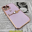 قاب گوشی iPhone 13 Pro Max آیفون طرح ژله ای مای کیس گلد لاین دور طلایی عروسکی مرواریدی محافظ لنز دار یاسی کد 380