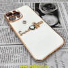 قاب گوشی iPhone 13 Pro Max آیفون طرح ژله ای مای کیس گلد لاین دور طلایی عروسکی مرواریدی محافظ لنز دار سفید شیری کد 381