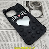 قاب گوشی iPhone 13 Pro Max آیفون سیلیکونی پاک کنی طرح گربه ای Lucky Cat آکواریومی پاپیت فیجت مشکی کد 383