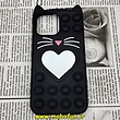 قاب گوشی iPhone 13 Pro Max آیفون سیلیکونی پاک کنی طرح گربه ای Lucky Cat آکواریومی پاپیت فیجت مشکی کد 383