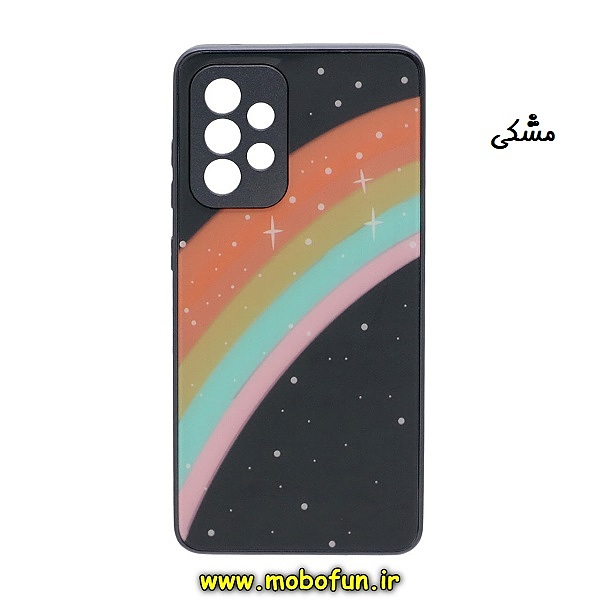 قاب گوشی Galaxy A53 5G سامسونگ پشت گلس شیشه ای محافظ لنزدار رنگین کمانی مشکی کد 384