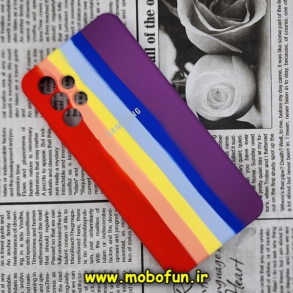 قاب گوشی Galaxy A32 4G سامسونگ سیلیکونی اورجینال سورا SORA پاک کنی رنگین کمانی آبرنگی درجه یک زیربسته محافظ لنز دار کد 605