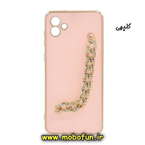 قاب گوشی Galaxy A04 سامسونگ طرح مای کیس گلد لاین لاکچری دستبندی کارتیر نگینی محافظ لنز دار گلبهی کد 10
