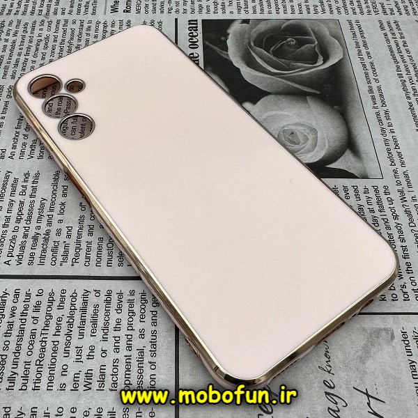 قاب گوشی Galaxy A14 4G - Galaxy A14 5G سامسونگ طرح ژله ای مای کیس گلد لاین دور طلایی محافظ لنز دار گلبهی کد 3