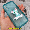 قاب گوشی Galaxy A30S - Galaxy A50 - Galaxy A50S سامسونگ طرح ژله ای شفاف بالشتی سه بعدی گربه ای محافظ لنز دار سبزآبی کد 783