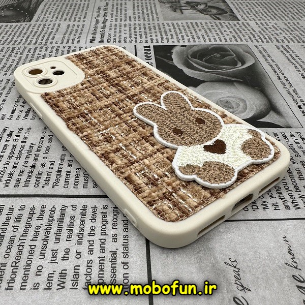 قاب گوشی iPhone 11 آیفون طرح ژله ای پارچه ای خرگوشی نسکافه ای کد 412