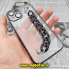 قاب گوشی iPhone 13 آیفون طرح الکتروپلیتینگ ژله ای شفاف اورجینال دستبندی کارتیر محافظ لنز دار مشکی کد 380