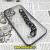 قاب گوشی iPhone 13 آیفون طرح الکتروپلیتینگ ژله ای شفاف اورجینال دستبندی کارتیر محافظ لنز دار مشکی کد 380