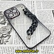 قاب گوشی iPhone 13 Pro آیفون طرح الکتروپلیتینگ ژله ای شفاف اورجینال دستبندی کارتیر محافظ لنز دار مشکی کد 308