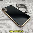 قاب گوشی iPhone X - iPhone XS آیفون طرح ژله ای مای کیس گلد لاین دور طلایی محافظ لنز دار مشکی کد 399