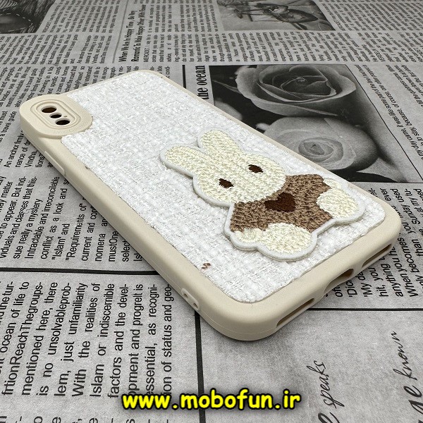 قاب گوشی iPhone X - iPhone XS آیفون طرح ژله ای پارچه ای خرگوشی سفید کد 401