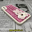 قاب گوشی iPhone X - iPhone XS آیفون طرح ژله ای پارچه ای خرگوشی صورتی فانتزی کد 402
