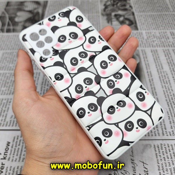قاب گوشی Galaxy A12 سامسونگ طرح دار پافر چرمی محافظ لنز دار پاندا Panda کد 1029