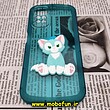 قاب گوشی Redmi Note 11 4G - Redmi Note 11S شیائومی طرح ژله ای شفاف بالشتی سه بعدی گربه ای محافظ لنز دار سبزآبی کد 498