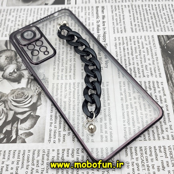 قاب گوشی Redmi Note 11 Pro 4G Global - Redmi Note 11 Pro 5G Global شیائومی طرح الکتروپلیتینگ ژله ای شفاف اورجینال دستبندی کارتیر محافظ لنز دار مشکی کد 346