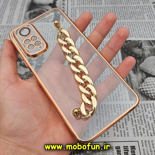 قاب گوشی Redmi Note 11 Pro 4G Global - Redmi Note 11 Pro 5G Global شیائومی طرح الکتروپلیتینگ ژله ای شفاف اورجینال دستبندی کارتیر محافظ لنز دار طلایی کد 347