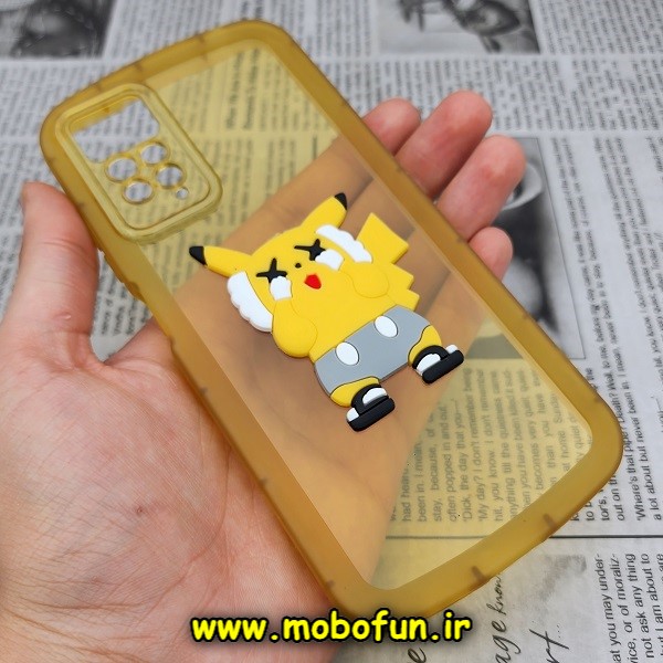 قاب گوشی Xiaomi Redmi Note 11 Pro 4G Global - Redmi Note 11 Pro 5G Global شیائومی طرح ژله ای شفاف بالشتی سه بعدی دیجیمون ها پیکاچو محافظ لنز دار زرد کد 356