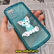 قاب گوشی Xiaomi Redmi Note 11 Pro 4G Global - Redmi Note 11 Pro 5G Global شیائومی طرح ژله ای شفاف بالشتی سه بعدی گربه ای محافظ لنز دار سبزآبی کد 357