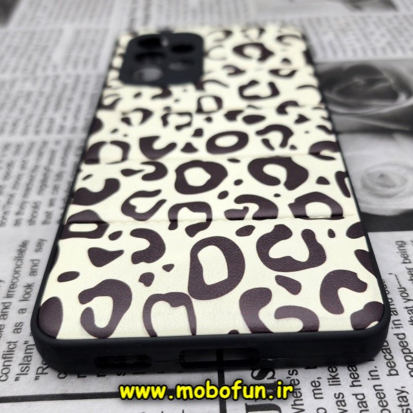 قاب گوشی Galaxy A53 5G سامسونگ طرح دار پافر چرمی محافظ لنز دار پلنگی کد 412