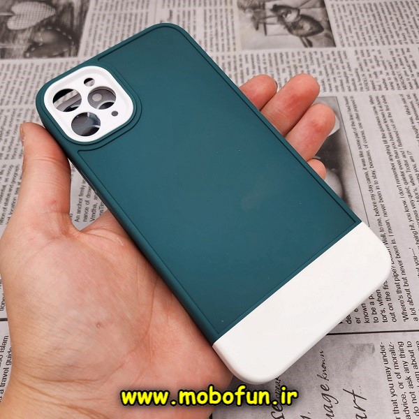 قاب گوشی iPhone 11 Pro Max آیفون طرح سیلیکونی دو رنگ اورجینال Q-SERIES سبز سفید کد 450
