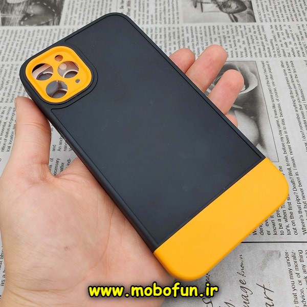 قاب گوشی iPhone 11 Pro Max آیفون طرح سیلیکونی دو رنگ اورجینال Q-SERIES مشکی نارنجی کد 453