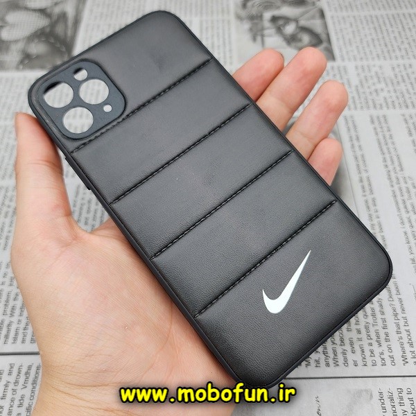 قاب گوشی iPhone 11 Pro Max آیفون طرح دار پافر چرمی محافظ لنز دار نایکی NIKE کد 460