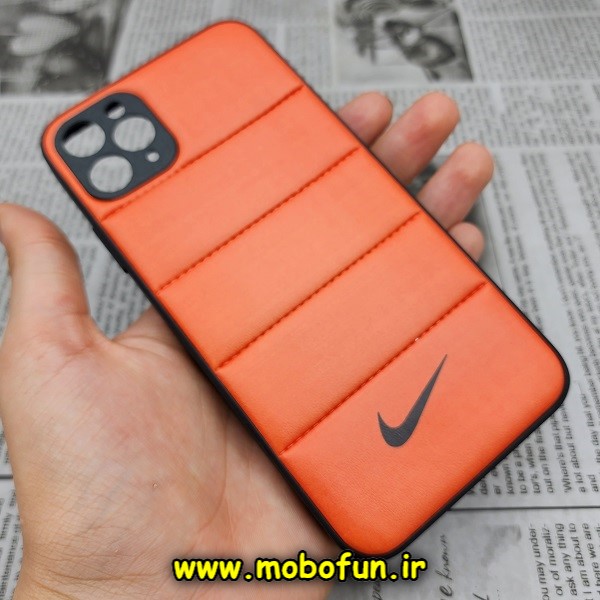 قاب گوشی iPhone 11 Pro Max آیفون طرح دار پافر چرمی محافظ لنز دار نایکی NIKE کد 461
