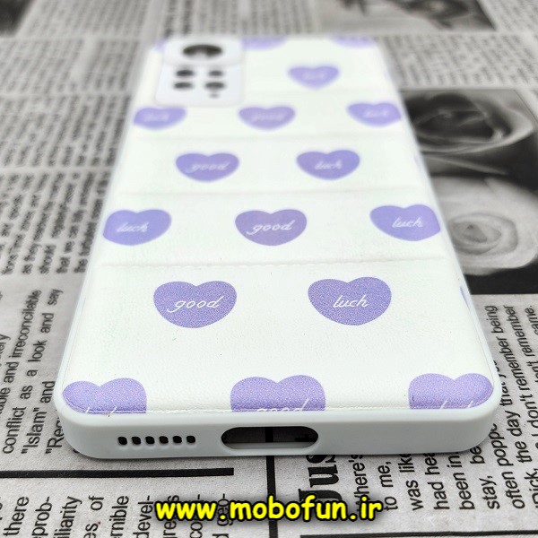 قاب گوشی Xiaomi Redmi Note 11 Pro 4G Global - Redmi Note 11 Pro 5G Global طرح دار پافر چرمی محافظ لنز دار قلب یاسی کد 367